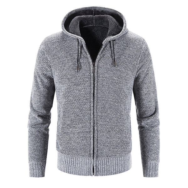 Cardigan Solid Men Fashion Thick Casual Hooded Classic Keep Warm Male Sweaters